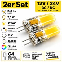 G4 Led 12V 24V Ac/Dc 2Er Set Warmweiß 2700K Dimmbar 240Lm