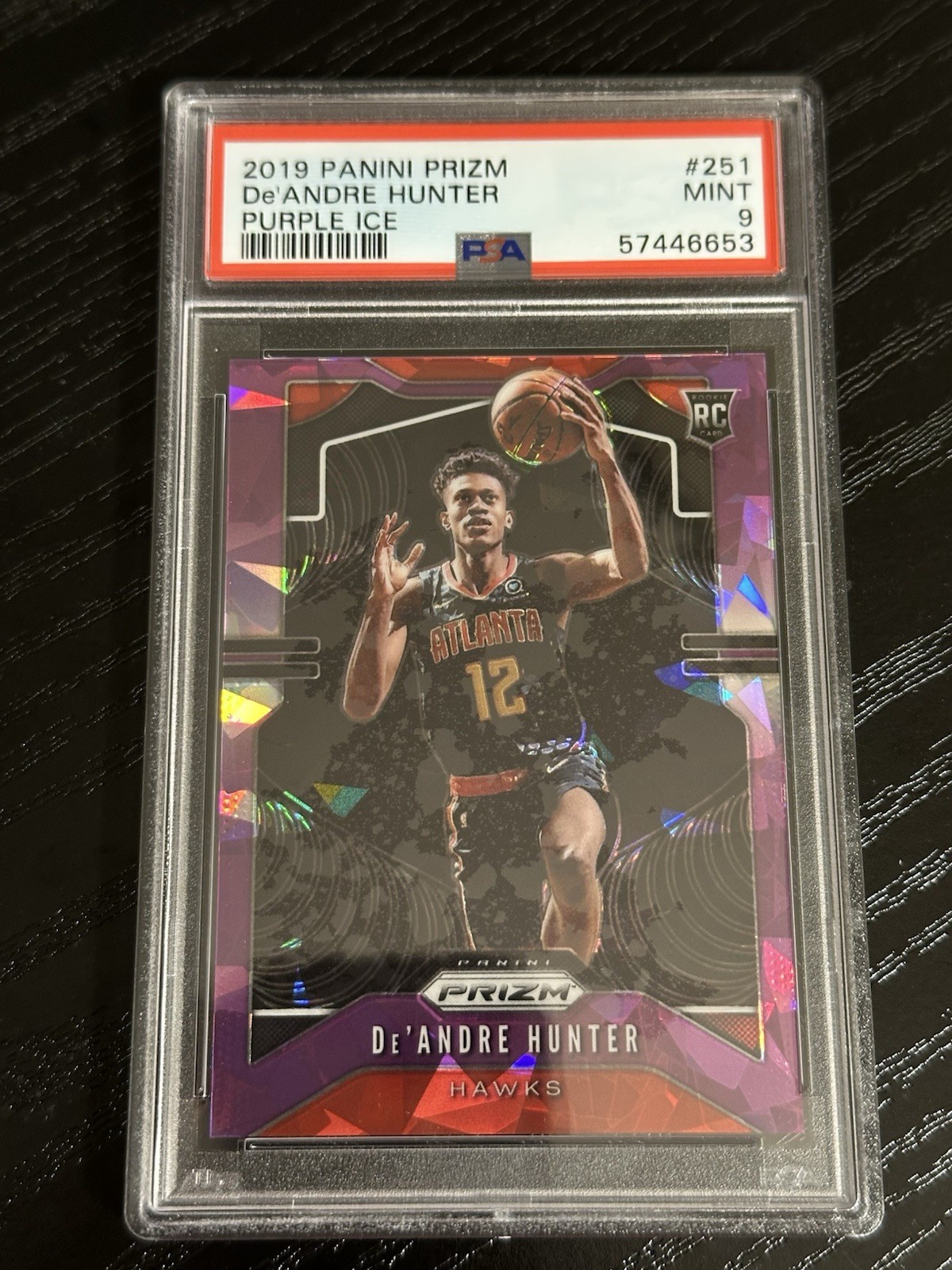 2019-20 Panini Prizm Deandre Hunter Purple Cracked Ice Prizm Rookie /149 PSA 9