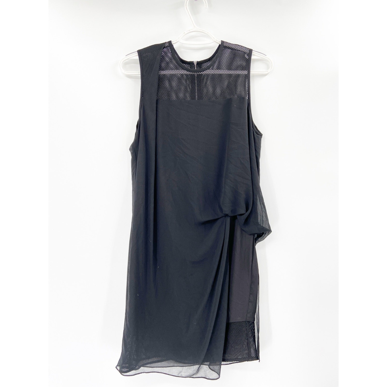 Sandro Roxane Solid Black Mesh Gathered Sleeveles… - image 2