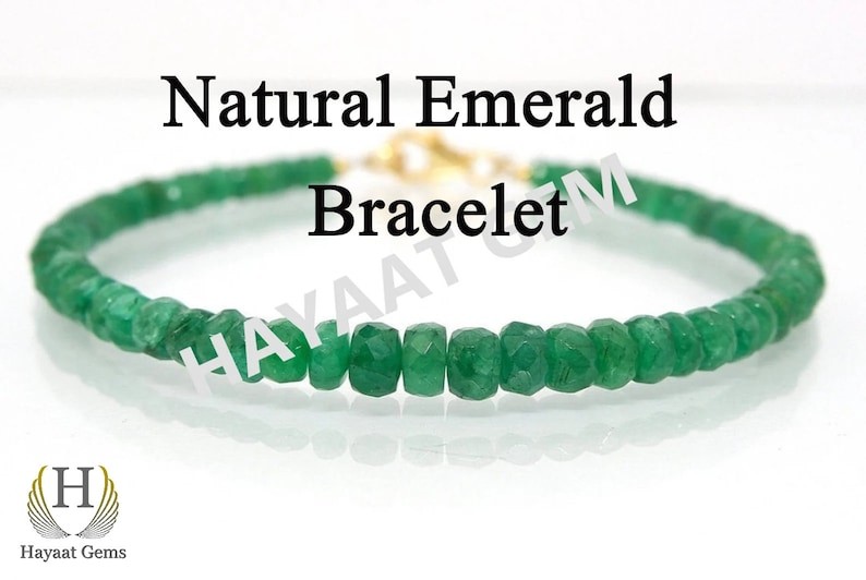 Faceted Zambian Emerald Beads Bracelet: Handmade Gemstone Jewelry