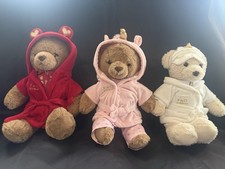 FAO Schwarz 12  Plush Bedtime Teddy Bears Pajamas  Removable Bath Robe Set Of 3