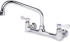 Wall Mount Kitchen Faucet 8" Center Commercial Sink Swivel Spout Dual Handles