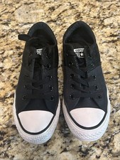 Converse Women s Black Sneakers With Padded Silver Sparkle Tongue Size 6
