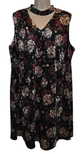 Abito Alyx Nero Multicolore Stampa Floreale Elasticizzato Senza Maniche Velluto Taglia 1X