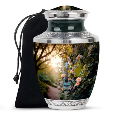 Harmony Guitar Large Urns for Human Ashes Adult Men, Handmade Urn (10 Inch)