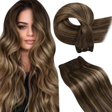 Weaving Real Hair Extension 40cm 100g - Dark Brown Balayage Mix Bion...