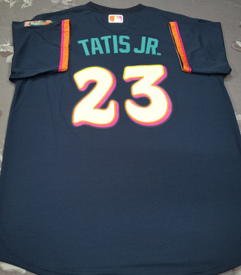 Fernando Tatis Jr. #23 SD Padres City Connect Obsidian Pullover Stitched Jersey.