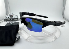 OAKLEY HALF JACKET 2.0 XL BLACK W/ BLUE AFTERMARKET POLARIZED SUNGLASSES OO9144