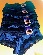 NEW 4 MAIDENFORM NAVY BLUE HIPSTER PANTIES W BLACK LACE TRIM /MEDIUM /Size 6/ 52