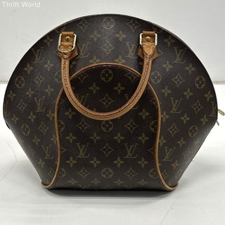 Louis Vuitton Brown Monogram Canvas Ellipse MM Handbag Gold Hardware COA