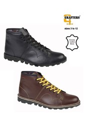 Grafters B430 Unisex Leather Monkey Boots Classic Retro Style sizes 3 to 12