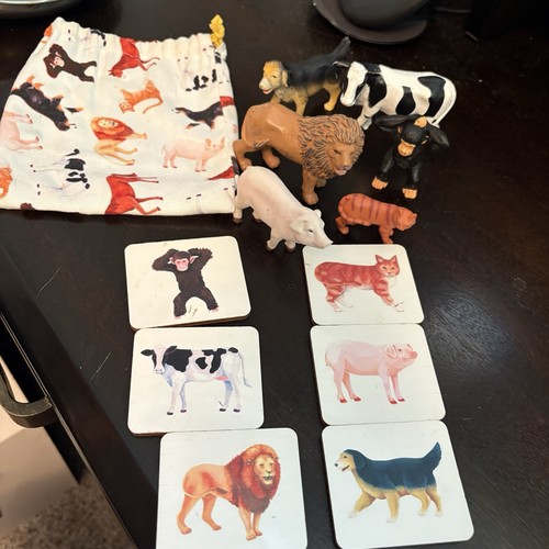 Lovevery Companion Play Kit Montessori Animal Match Toys Organic Cotton Bag