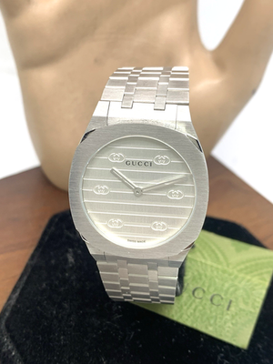 Gucci Women's Watch YA163501 Swiss Quartz 25H Silver Dial