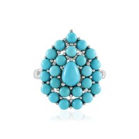 Cavill Damenring Sterlingsilber Platinierter TüRkis 3,38Ct Blau Echtschmuck