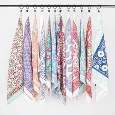 12Pcs Cotton Bandana Scarf Set Multi-Color 21x21” Handmade Eco-Friendly Wraps