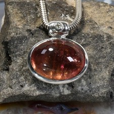 Turmalin Anhänger, XL, 925er Silber, Edelsteinanhänger (15722), mit Brillant