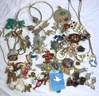 AS FOUND Lot Of Vintage Animal Theme Jewelry Pins Brooch Necklace Estate Costume