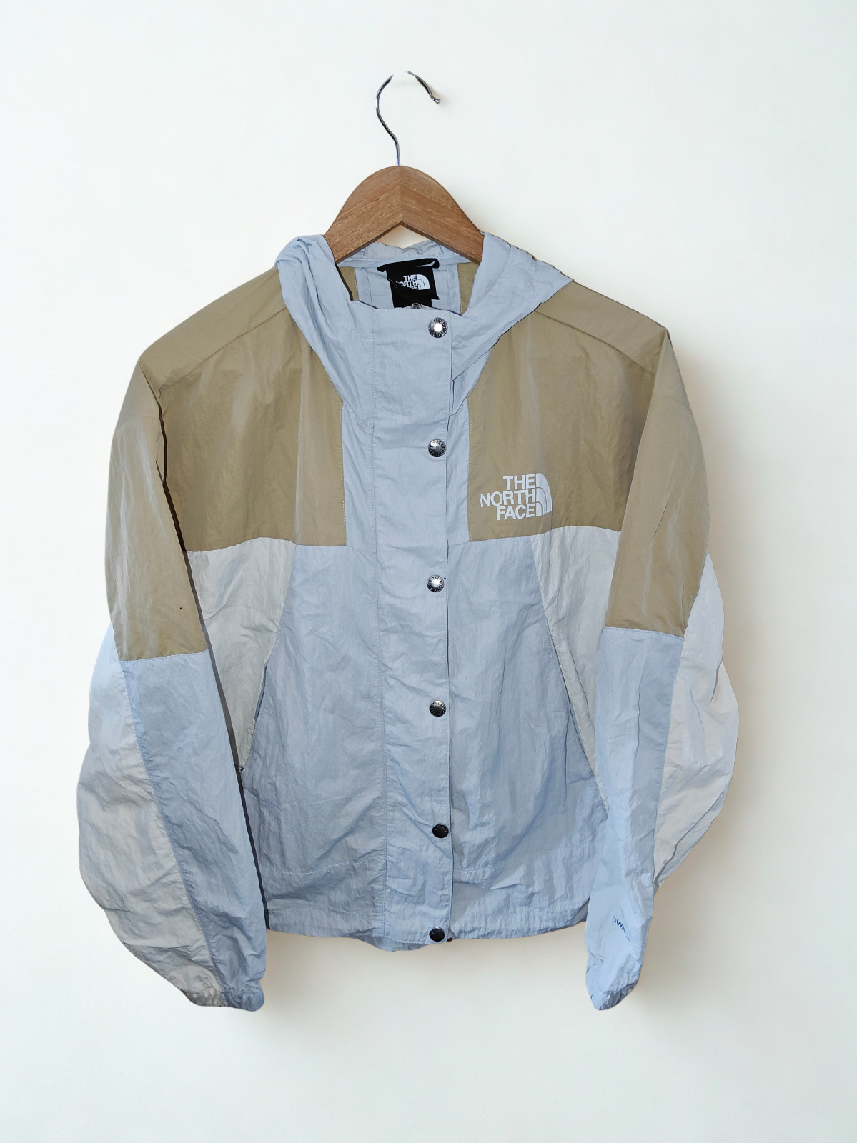 The North Face Women’s Windwall Jacket Colorblock Beige Light Blue Hooded XS