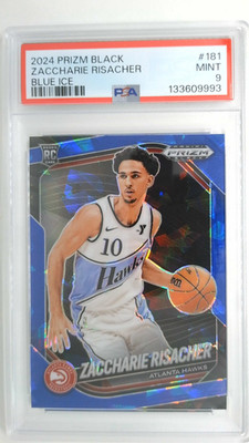 2024 PANINI PRIZM BLACK ZACCHARIE RISACHER BLUE ICE #181 RC /125 PSA 9