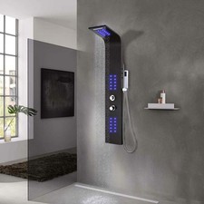 Image of Shower Panel Unit Aluminium 20x44x130 cm Black