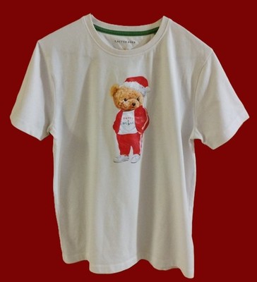 EUC Cactus Boys T-Shirt, Teddy Bear Santa w/Text ''merry & Bright''-Boy's 11/12