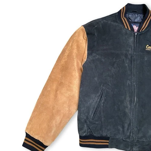 CasaBlanca Casino Suede Leather Bomber Jacket Men's Size L Black Tan USA