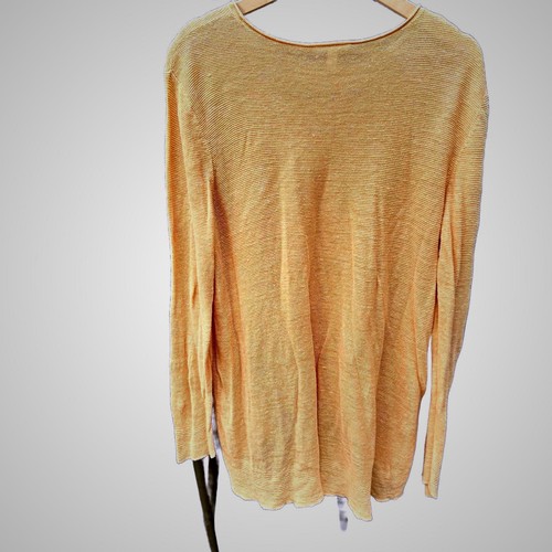 Eileen Fisher peach Organic Linen sweater peach Lagenlook Hi/lo And Raw Hem XL - Picture 2 of 9