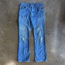 Vintage 70 s Union-Made Lee Talon Zip Bootcut Blue Denim Jeans 201-2547 34x32