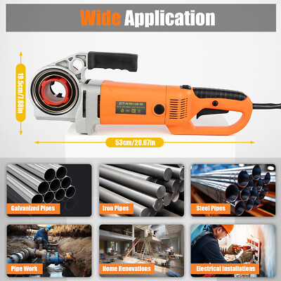 Handheld Electric Pipe Threader Threading Machine W/6 Pipe Cutter 1/2'' - 2''