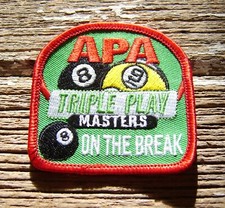 APA American Poolplayers Assn MASTERS Triple Play, On the Break PATCH Red