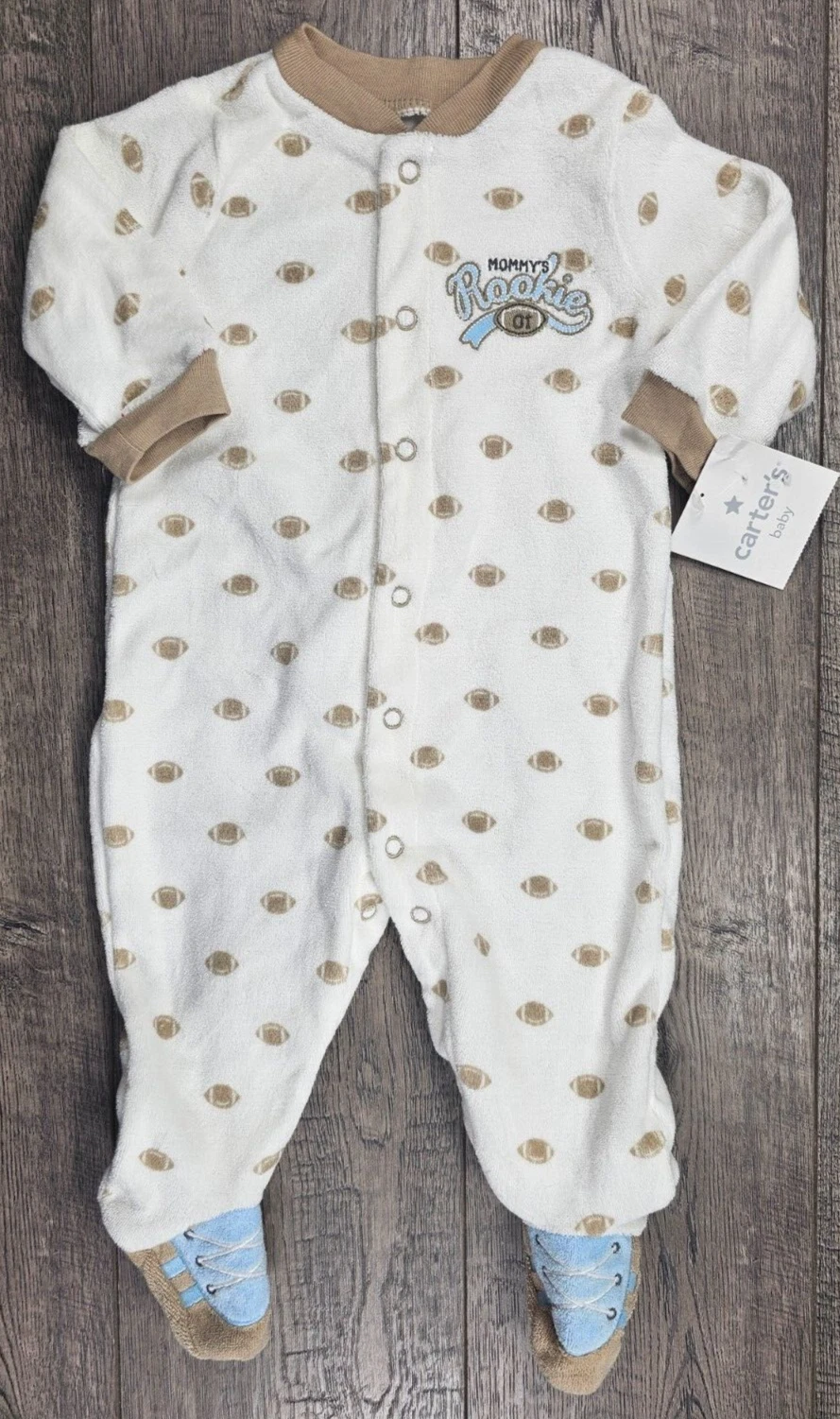 Baby Boy Clothes New Vintage Carter's 3 Month Rookie Football Terry Cloth Outfit