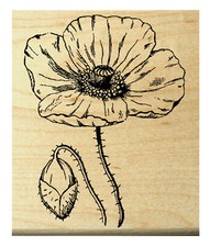P25 Poppy flower rubber stamp WM