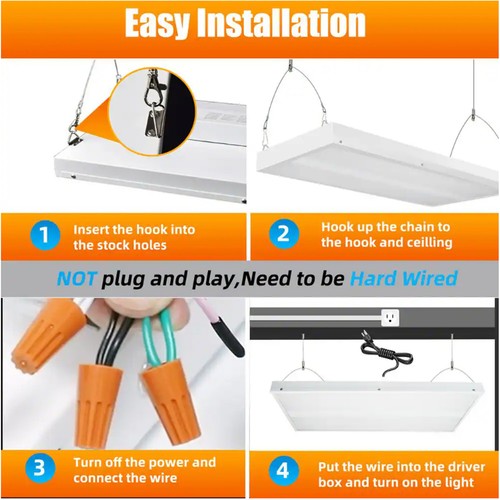 8Pack- 100W 100-277V LED Linear High Bay Commercial Hanging Shop Light Fixture - Picture 19 of 23
