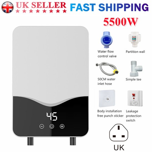 5500W Electric Tankless Water Heater Instant Hot Under Sink Tap