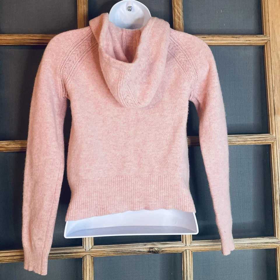 Suéter con Capucha Tejido 100% Lana Cordero Rosa Azul Marino Niñas Talla M 14x18 Cremallera Completa Foto 2 de 4