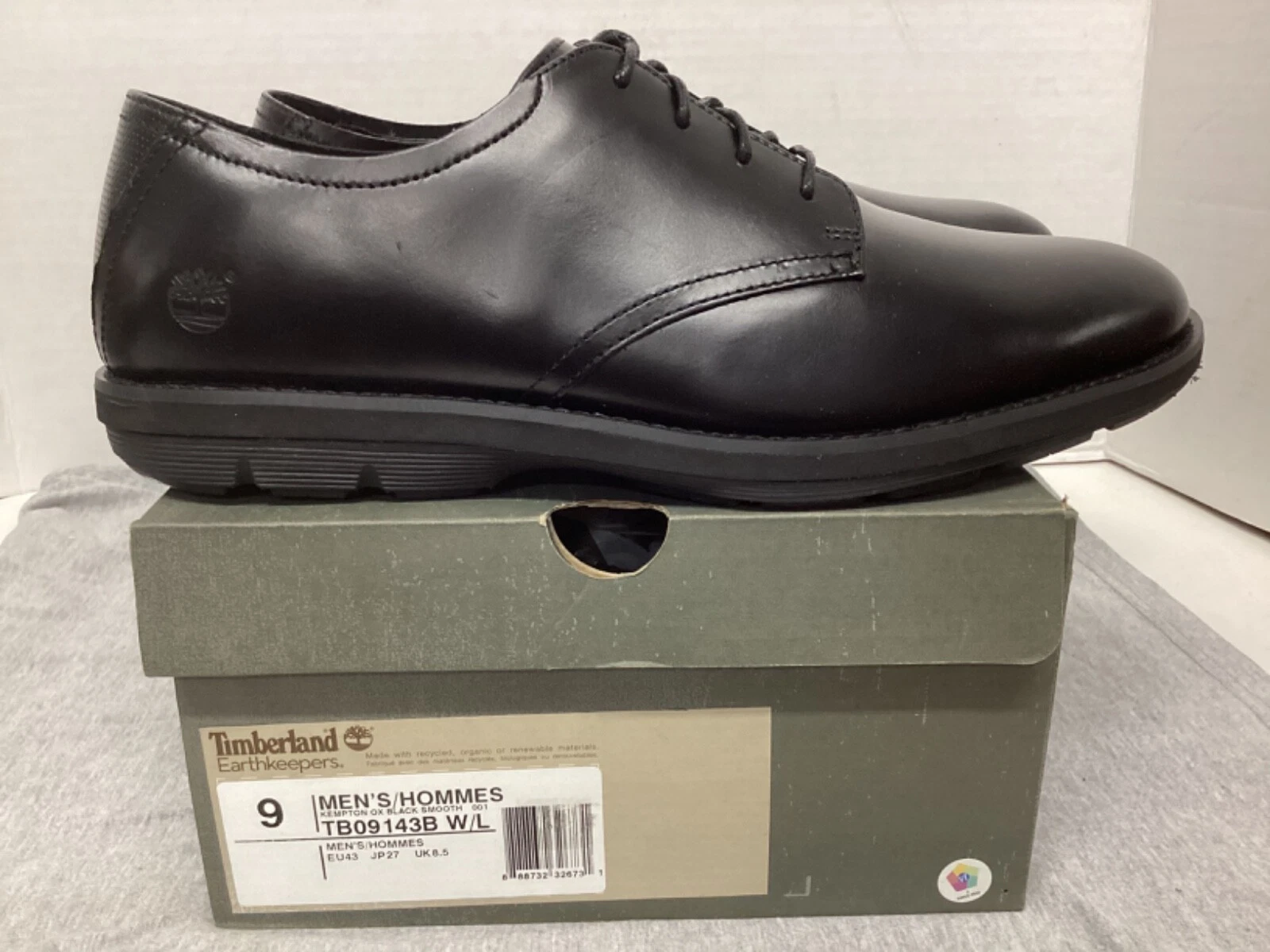 Timberland Kempton Ox Earthkeepers scarpa da uomo nera liscia #9143B LARGA