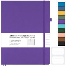 College Ruled Notebook, A4 Hardcover Leather Notebook for Work, Lined Noteboo...