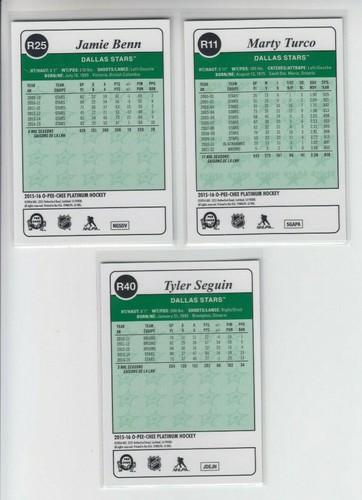 15/16 OPC Platinum Dallas Stars Retro 3 Cards - Benn Seguin Turco - Picture 2 of 2