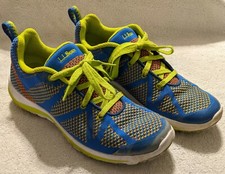 LL Bean Blaze Knit Low Top Lace-Up Athletic Sneakers Kids Size 5 Blue Green
