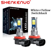 H11 H8 White Yellow LED Fog Light Bulbs Dual Color Switchback Bright DRL