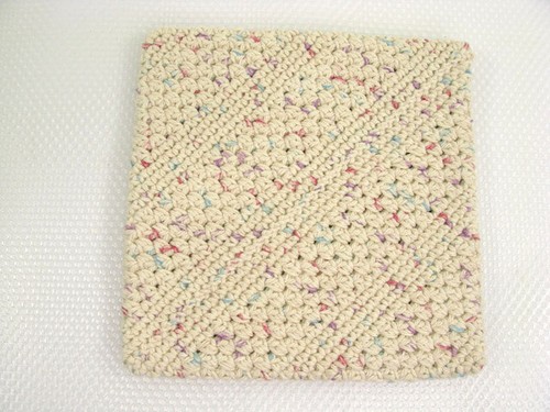 Handmade Crochet Hot Pad Pot Holder Trivet Natural Cotton Double Thick - Picture 2 of 3