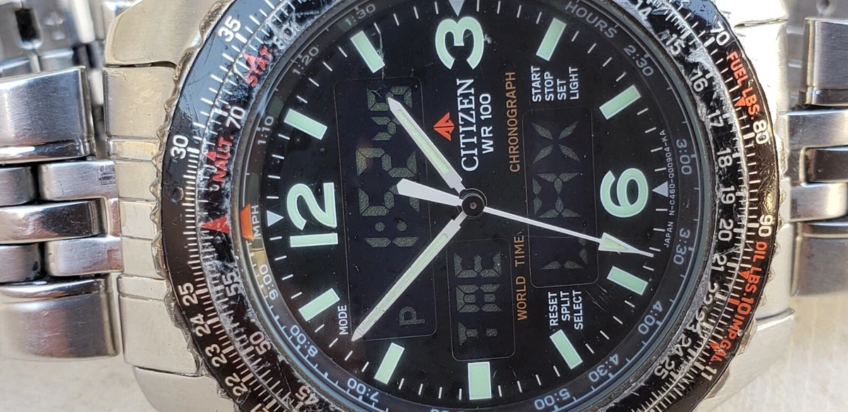 Citizen eco drive top world time chronograph wr100