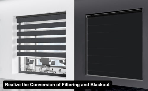Zebra Vision Window Roller Blind Easy Fit 165cm-210cm Drop Day and Night Blinds - Picture 4 of 43