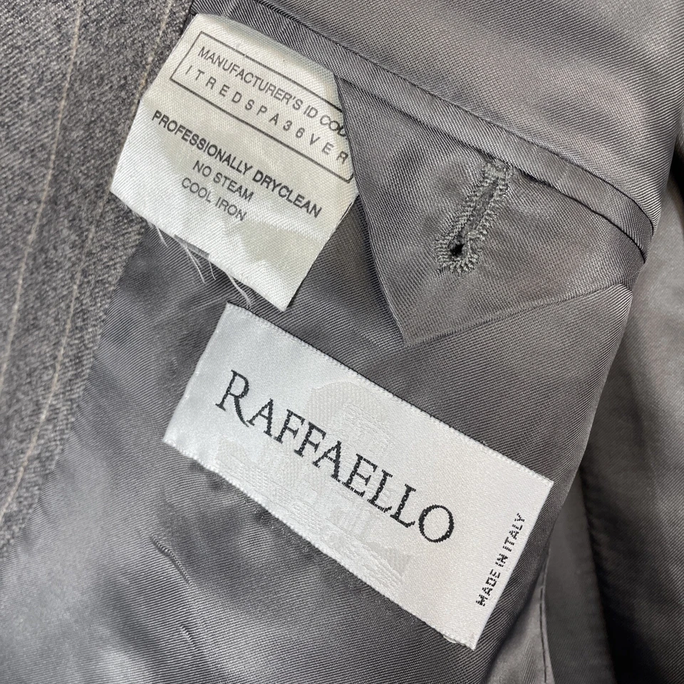 Blazer De Colección Raffaello Hombres 42R Gris Lana Cachemira Angora Pin Rayas 3 Botones Italia Foto 3 de 4