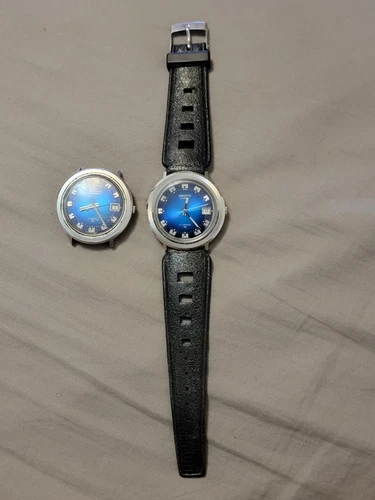 Rare Vintage Seiko #7005-8199 17 Jewels Blue Face Automoatic Men's Watch