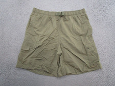 Columbia Men's Green Belted Packable Nylon Mesh Lined Shorts Size L Fishing