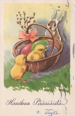 EASTER CHICKEN EGG Vintage Postcard CPA #PKE092.U