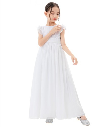 A-Line Scoop Neck Girls Dresses Chiffon Pleated Dress A-Line Flower Girl Dresses - Picture 43 of 43