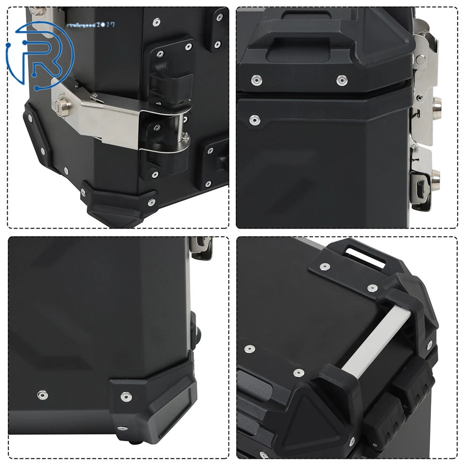 Hard Saddlebags Motorcycle Tour Trunk Luggage & Mounting Bracket 36L 2×Side Case Foto 4 de 4