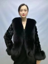 New Women Real Fur Outerwear Big Collar Coat High Quality Luxury Warm Cardigan